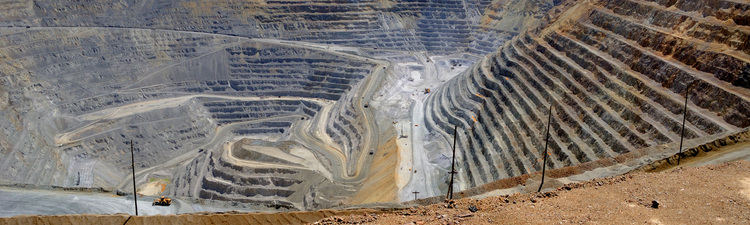 Wide angle of open-pit mine or quarry.