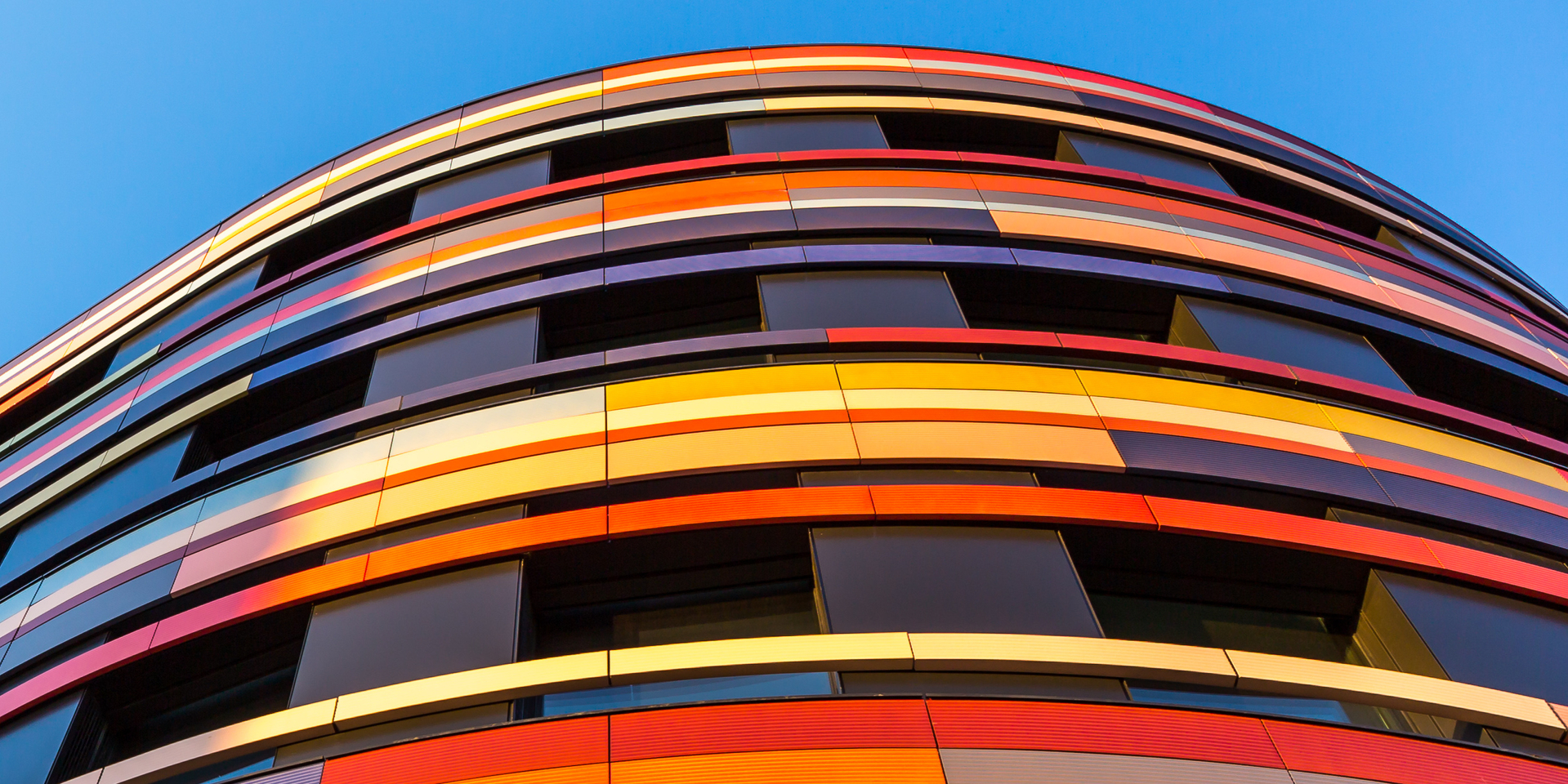 Detail of a modern office building in Hamburg, Germany.