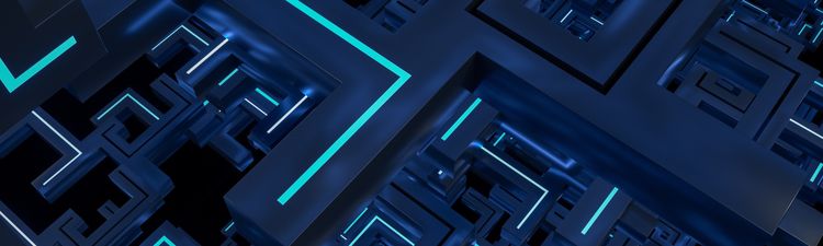 High angle down close-up of blockchain or circuit board concept.