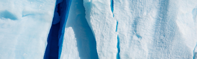 Close-up of crevasse in glacier.
