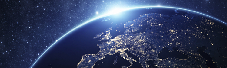 Planet Earth from the space at night .