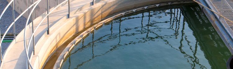 Medium angle over wastewater treatment tanks.