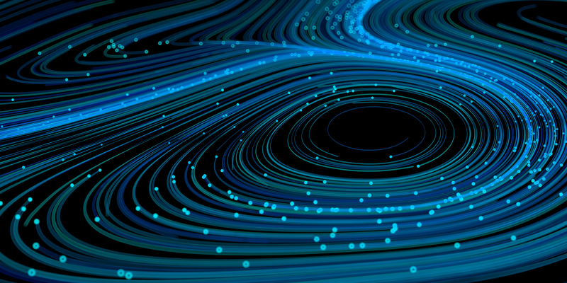 Close-up digital rendering of flowing particle lines.