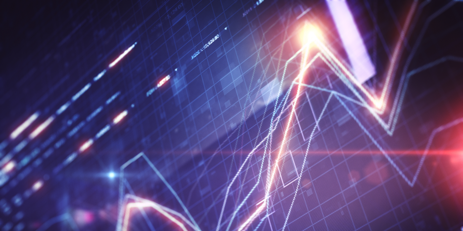 Close-up financial chart on digital LCD display. Stock photo.