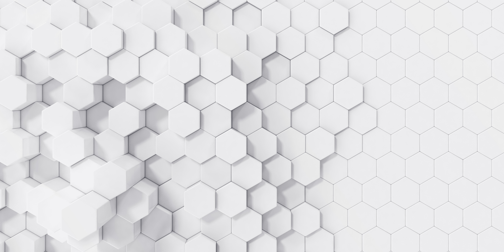 White geometric hexagonal abstract background, 3d rendering