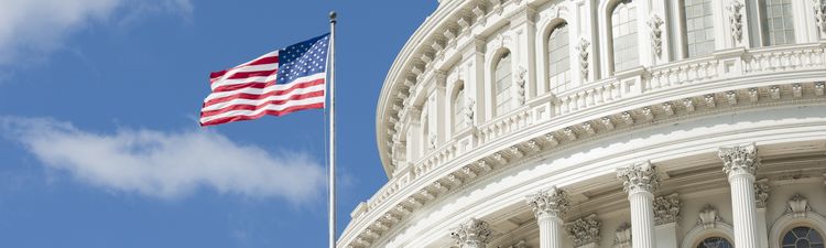 Close-up of US Capitol building dome.