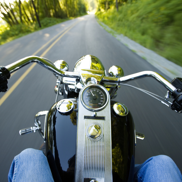 Dashboard and handlebars of Harley Davidson Road King motorcycle