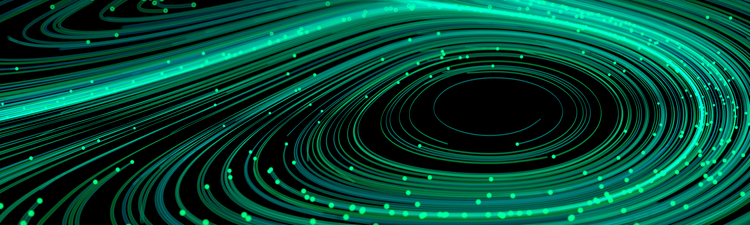 Close-up digital rendering of flowing particle lines.