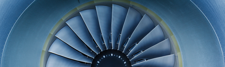 Close-up jet engine blades.