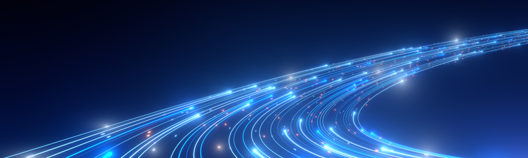 High Speed Light Streaks internet data, blue colour, glow lines, background