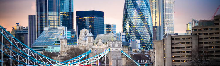 Amazing London skyline with Tower Bridge during sunset