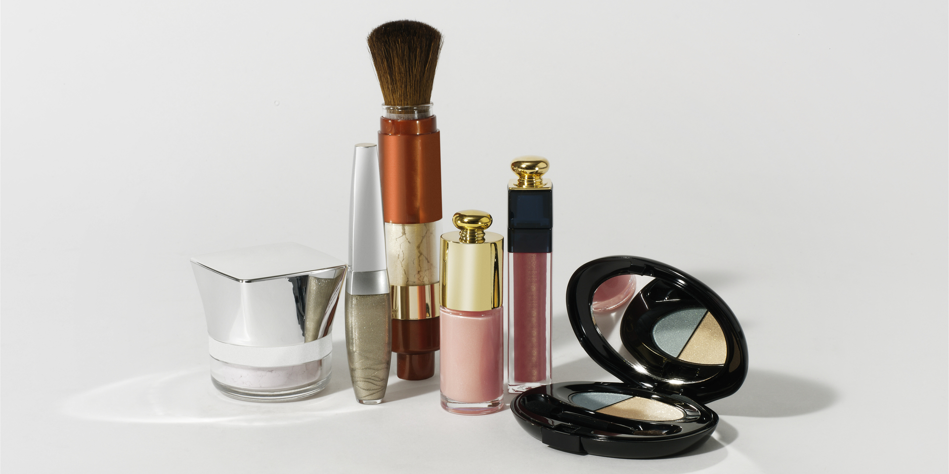 Medium angle concept of makeup products.