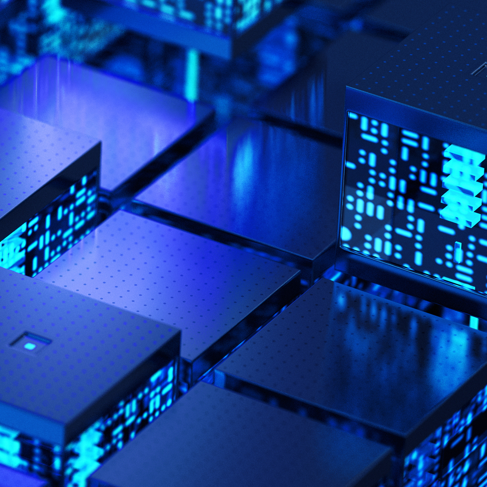 Close-up of futuristic concept for integrated circuitry.