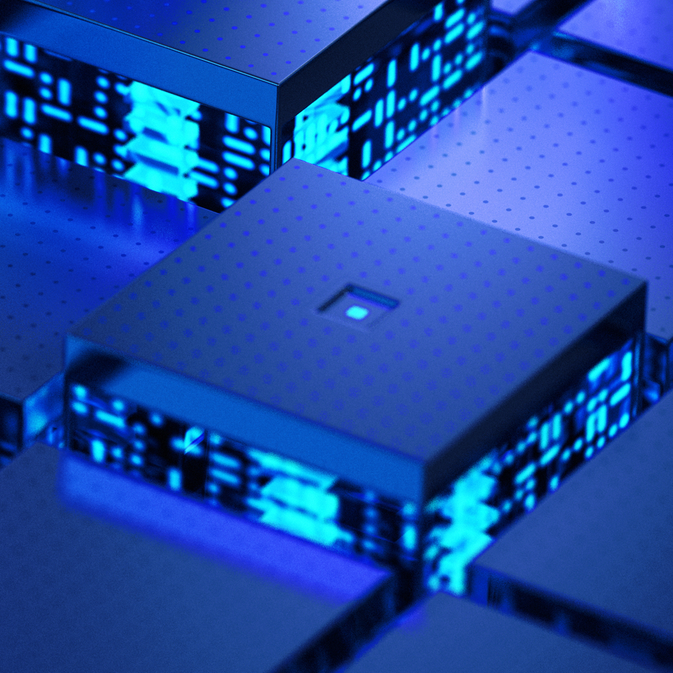 Close-up of futuristic concept for integrated circuitry.