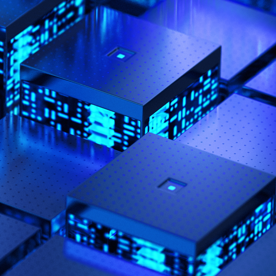 Close-up of futuristic concept for integrated circuitry.