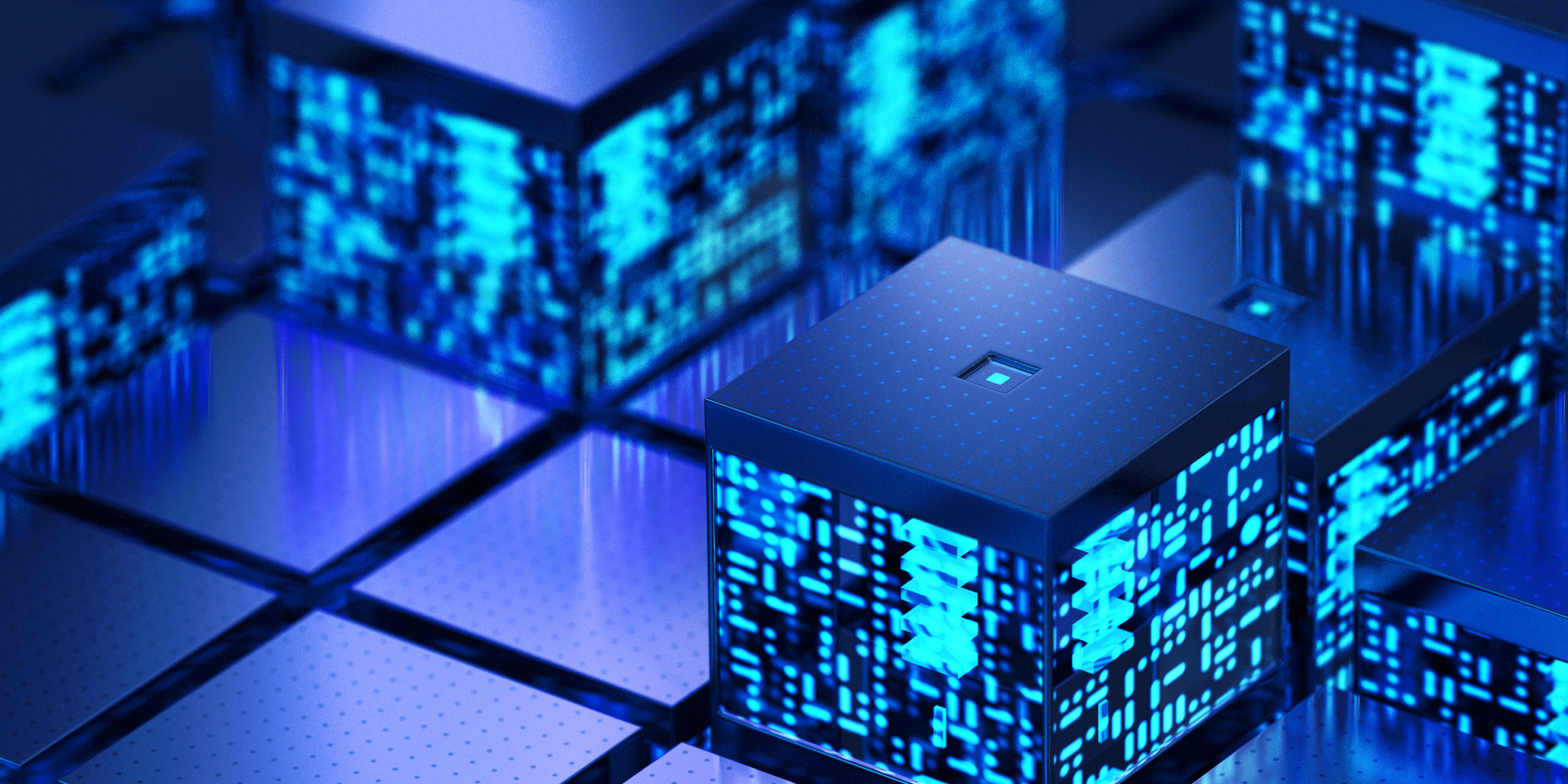 Close-up of futuristic concept for integrated circuitry.