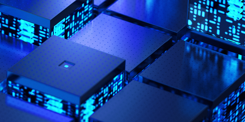 Close-up of futuristic concept for integrated circuitry.