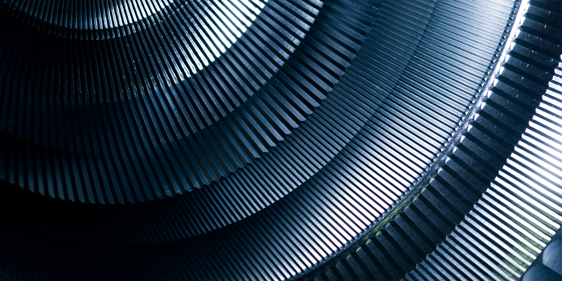 Close-up of abstract, round metal machinery.