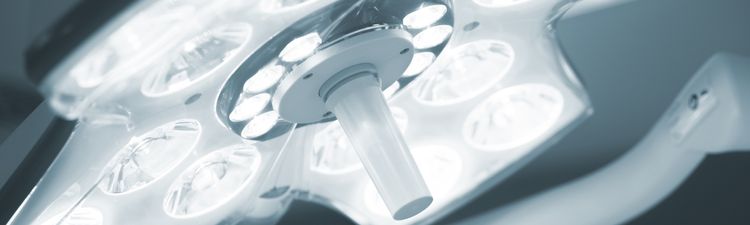 Close-up of surgical light in operating room.