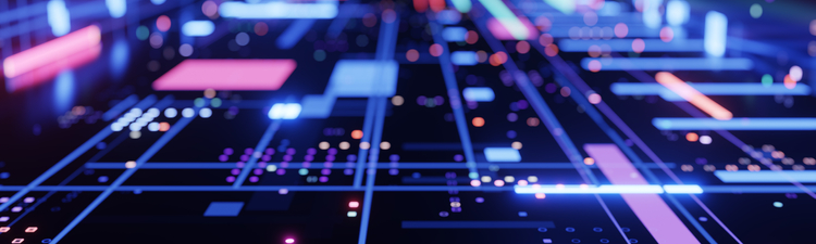 Medium angle of abstract or futuristic digital data concept. 