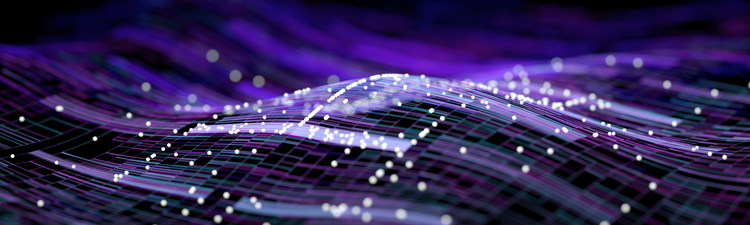 Medium angle of abstract purple data flow concept.