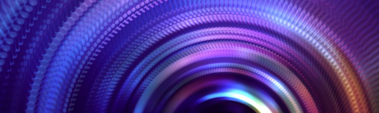 Medium angle of colorful, abstract mechanical rotor.