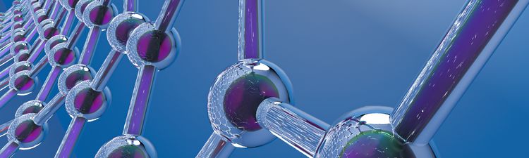 Close-up digital rendering of molecular structure.