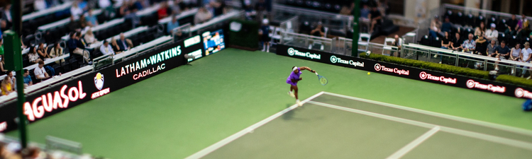 Latham and Watkins banner branding at ATX Open 2026.