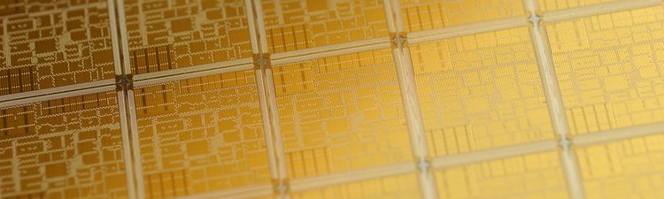 Close-up of gold computer hardware.