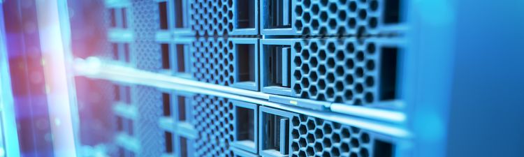 Close-up of futuristic server rack.