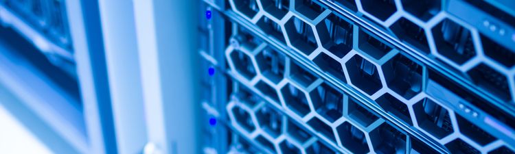 Close-up of futuristic server rack.