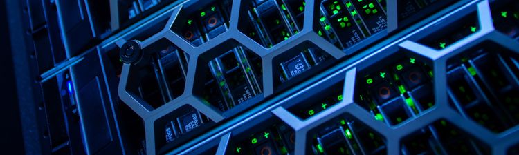 Close-up of futuristic server rack.