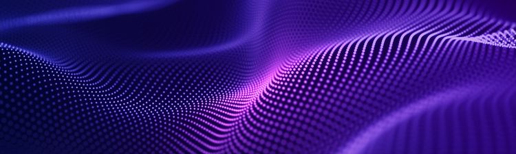 Abstract wave background with many glowing particles. Musical wave. Digital network background. 3D rendering.