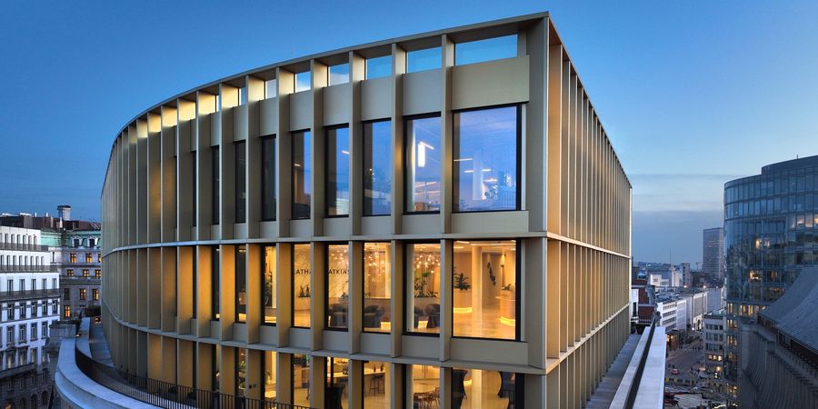 Medium angle of Latham & Watkins Brussels office at Place Sainte-Gudule 14.