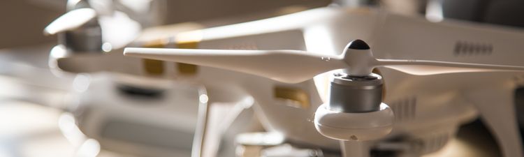 Close-up of white drone rotor.