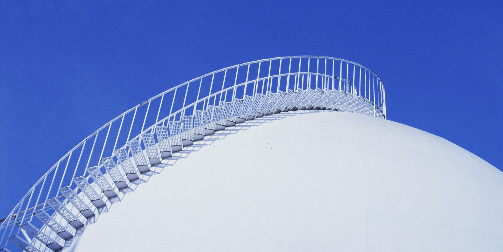 Stairs leading to oil storage tank