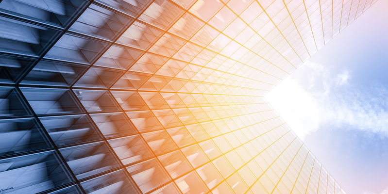 Abstract view of a skyscraper with sunlight