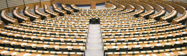 Empty Assembly Room Seat of European Parliament  in Brussels, Belgium, Europe.