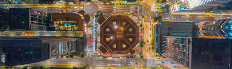 Aerial view Singapore city buildings