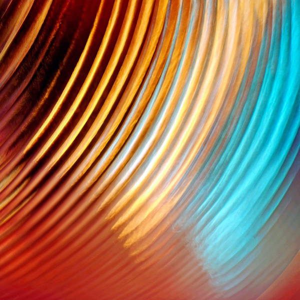 Arc-shaped copper colored light trails with blue tones