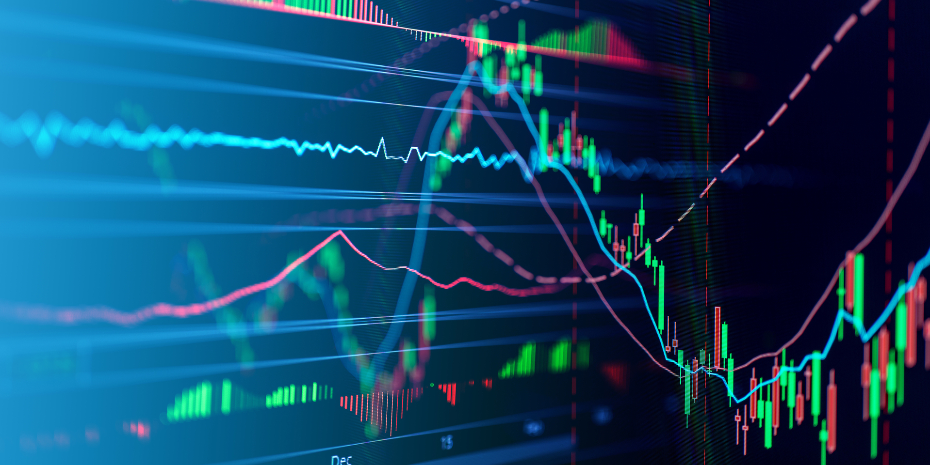 financial business stock market graph chart candle stick screen monitor