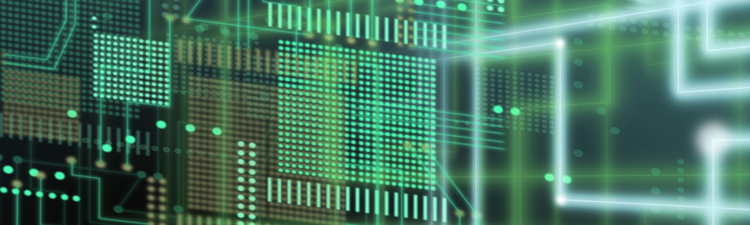 Computer Circuit Illuminated in Green