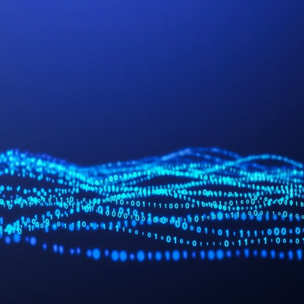 3D illustration Rendering of binary code wave pattern Abstract background.Futuristic Particles for business,Science and technology background