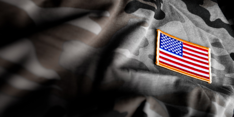 American flag patch on camoflage