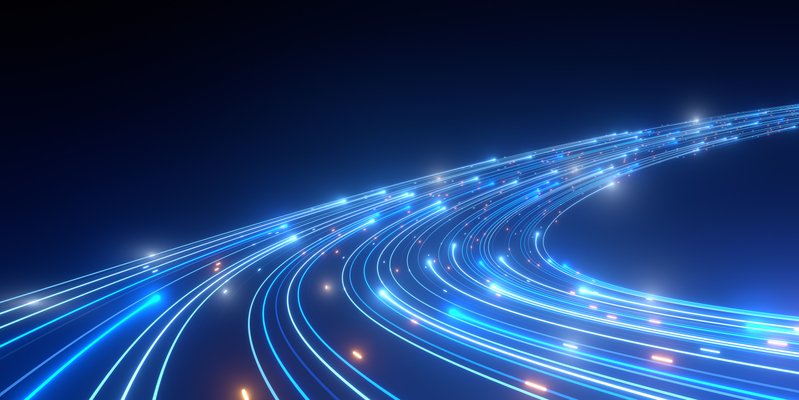 High Speed Light Streaks internet data, blue colour, glow lines, background